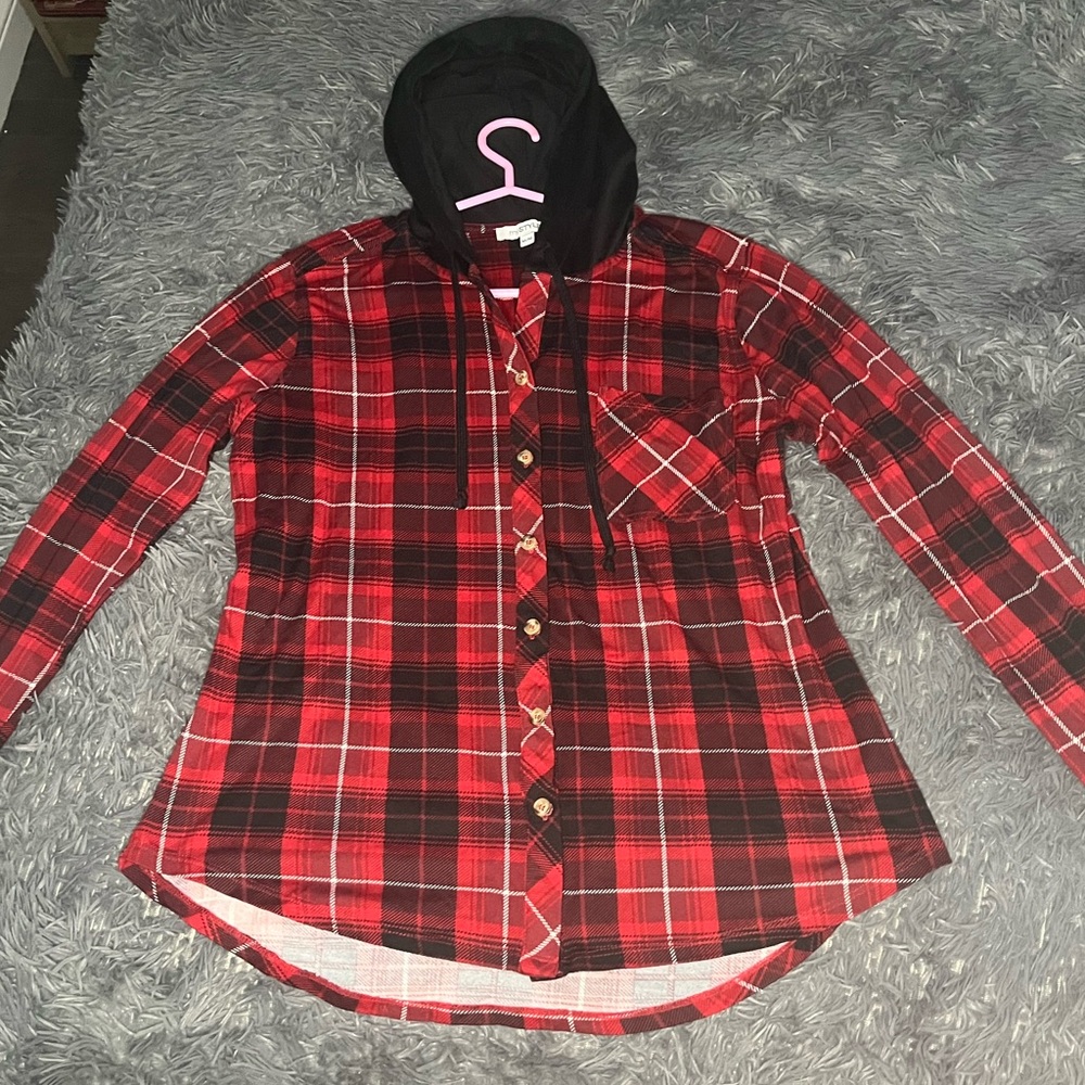 Red plaid cardigan
